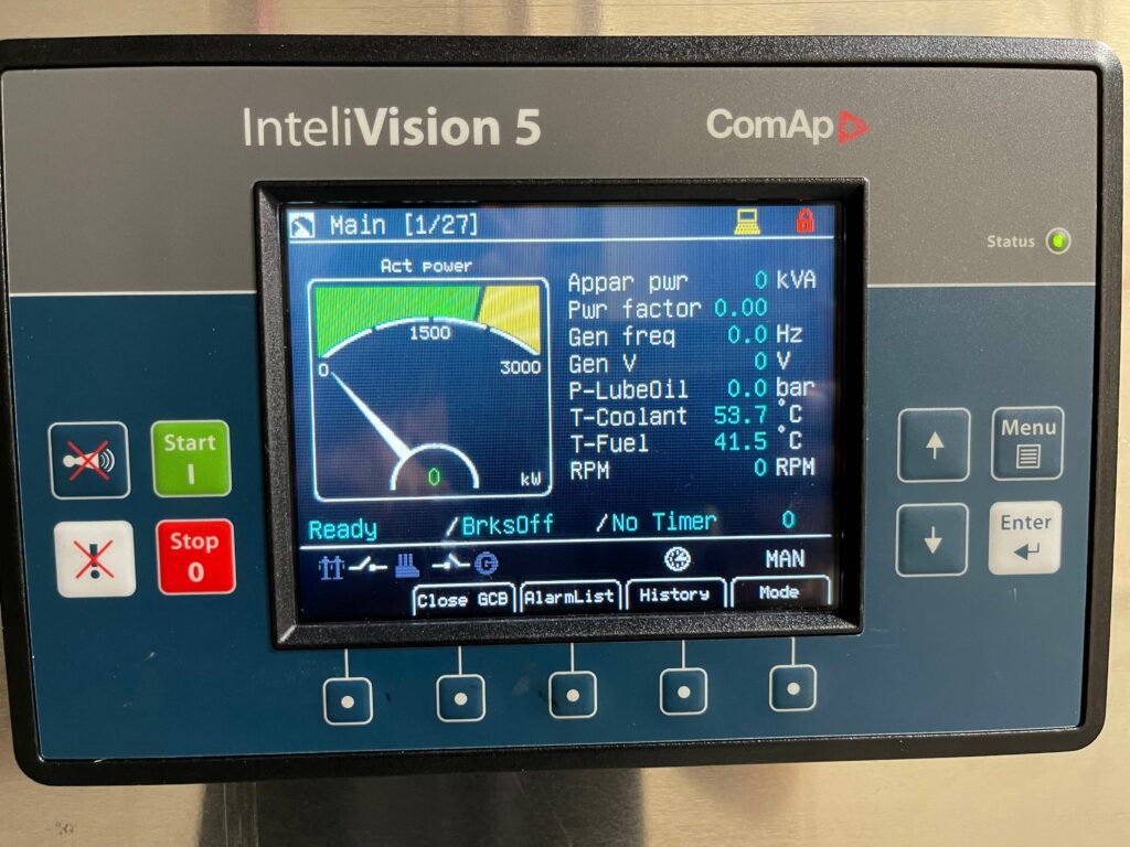 generator control display illuminated